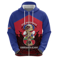 Personalized Les Grenadiers Haiti Football Zip Hoodie 2026 Nou Retounen Red Version - Wonder Print Shop