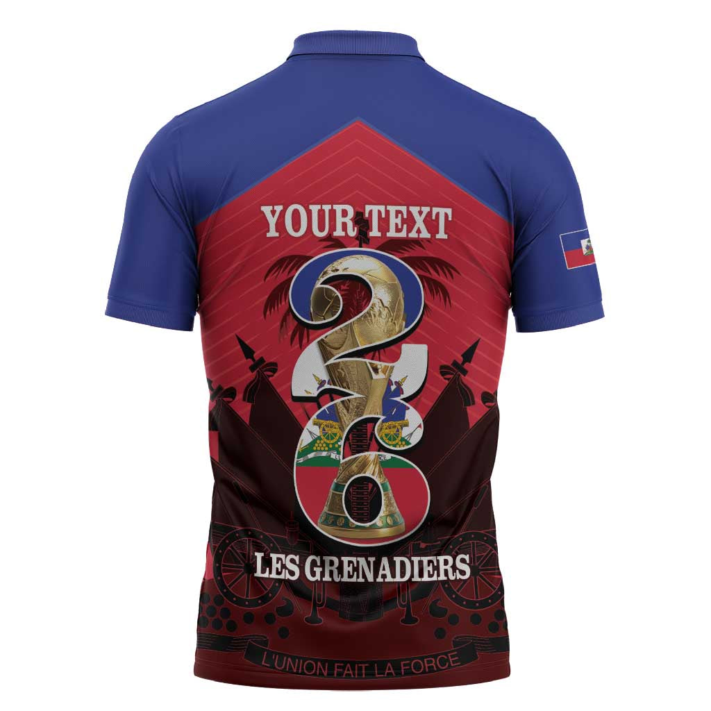 Personalized Les Grenadiers Haiti Football Zipper Polo Shirt 2026 Nou Retounen Red Version - Wonder Print Shop