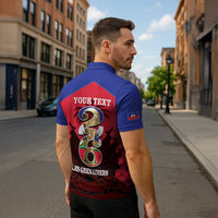 Personalized Les Grenadiers Haiti Football Zipper Polo Shirt 2026 Nou Retounen Red Version - Wonder Print Shop
