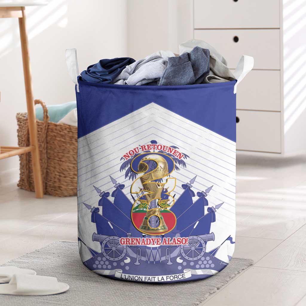 Les Grenadiers Haiti Football Laundry Basket 2026 Nou Retounen White Version - Wonder Print Shop