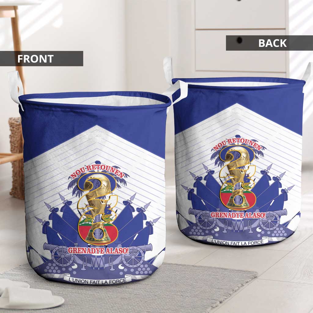 Les Grenadiers Haiti Football Laundry Basket 2026 Nou Retounen White Version - Wonder Print Shop
