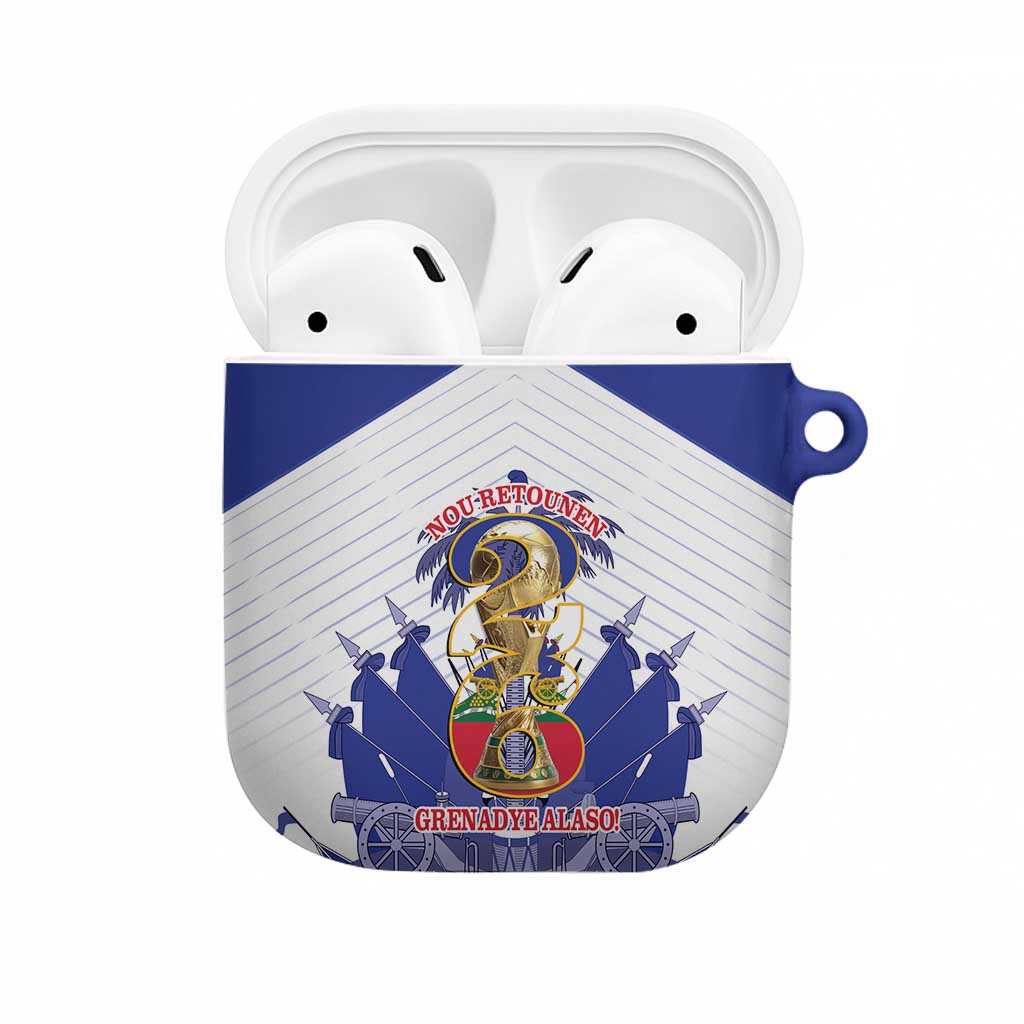 Les Grenadiers Haiti Football AirPods Case 2026 Nou Retounen White Version - Wonder Print Shop