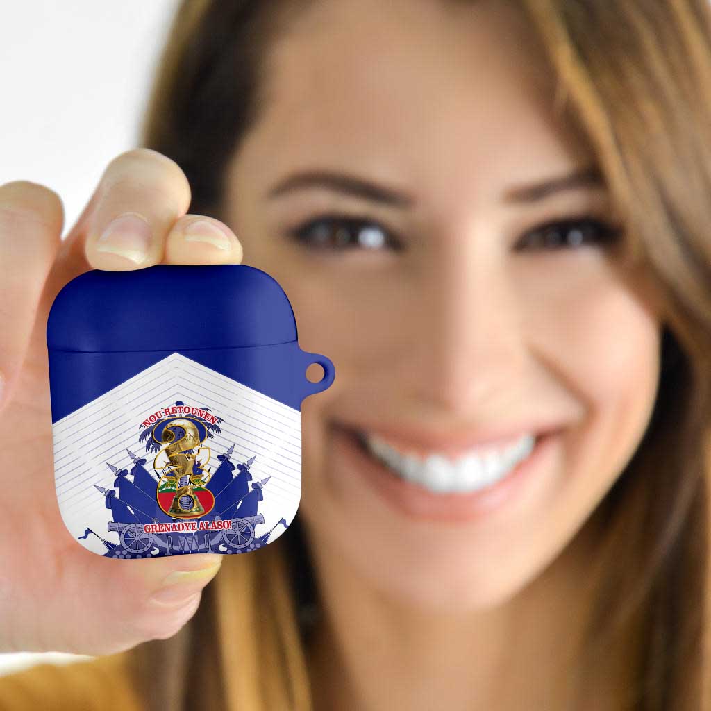 Les Grenadiers Haiti Football AirPods Case 2026 Nou Retounen White Version - Wonder Print Shop
