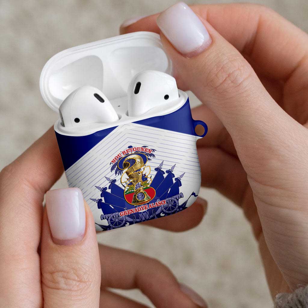 Les Grenadiers Haiti Football AirPods Case 2026 Nou Retounen White Version - Wonder Print Shop