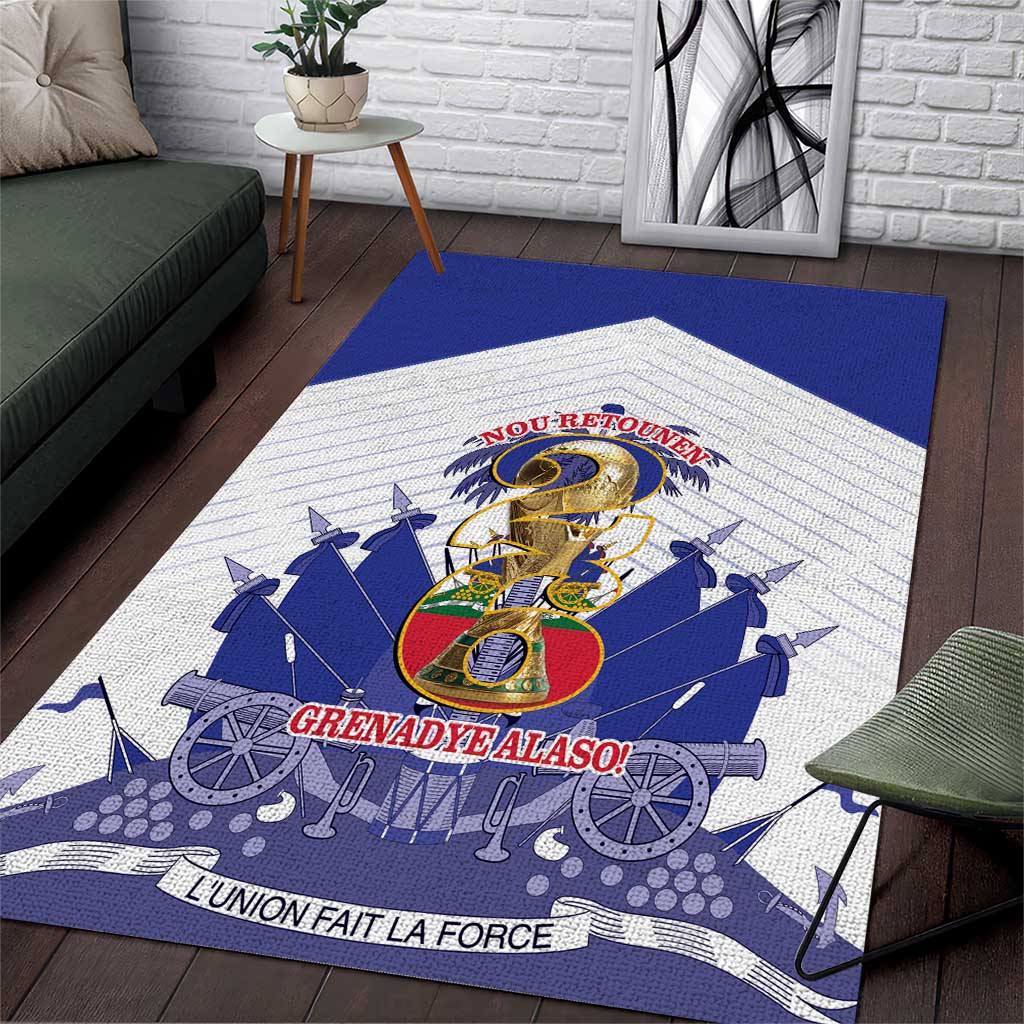 Les Grenadiers Haiti Football Area Rug 2026 Nou Retounen White Version - Wonder Print Shop