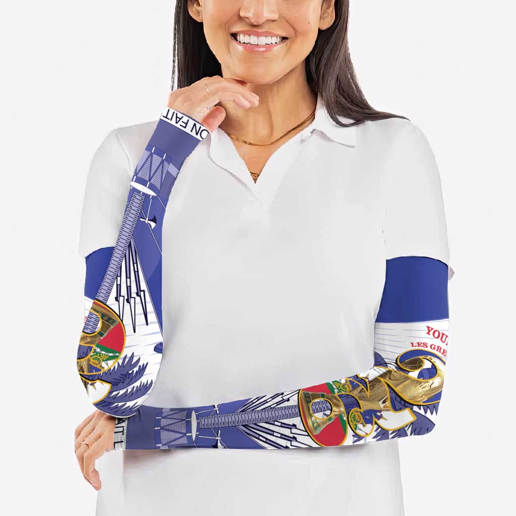 Personalized Les Grenadiers Haiti Football Arm Sleeves 2026 Nou Retounen White Version - Wonder Print Shop