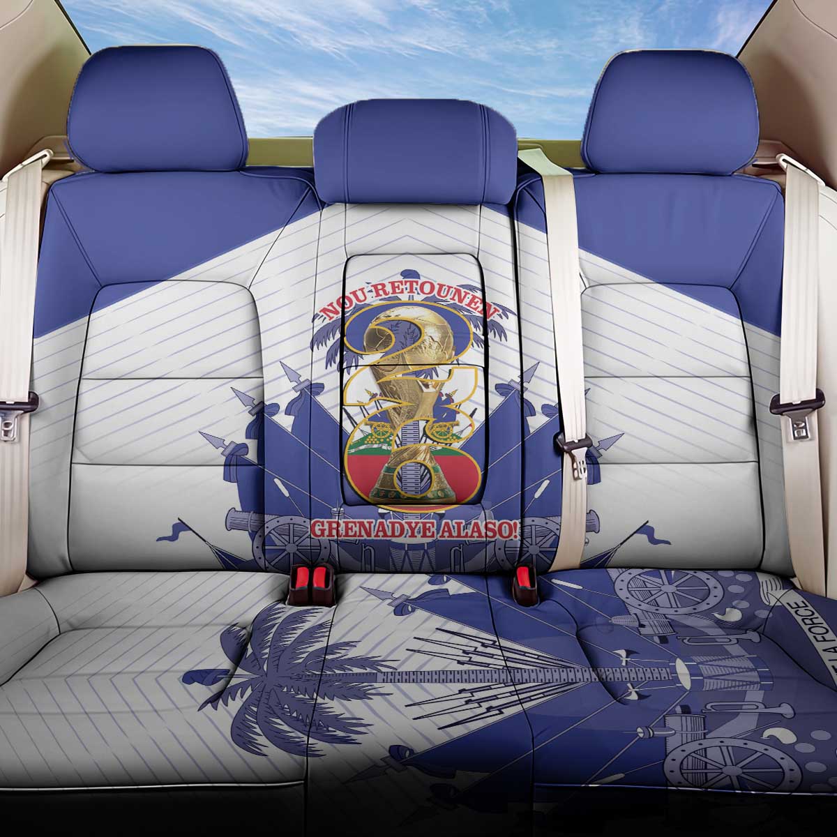 Les Grenadiers Haiti Football Back Car Seat Cover 2026 Nou Retounen White Version - Wonder Print Shop