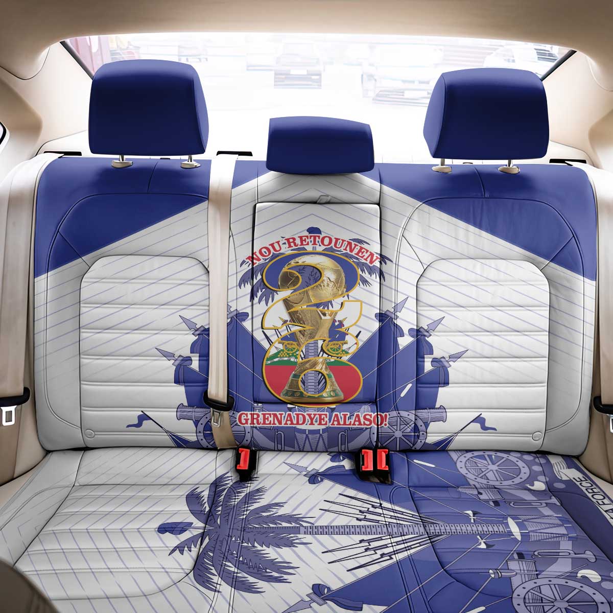 Les Grenadiers Haiti Football Back Car Seat Cover 2026 Nou Retounen White Version - Wonder Print Shop
