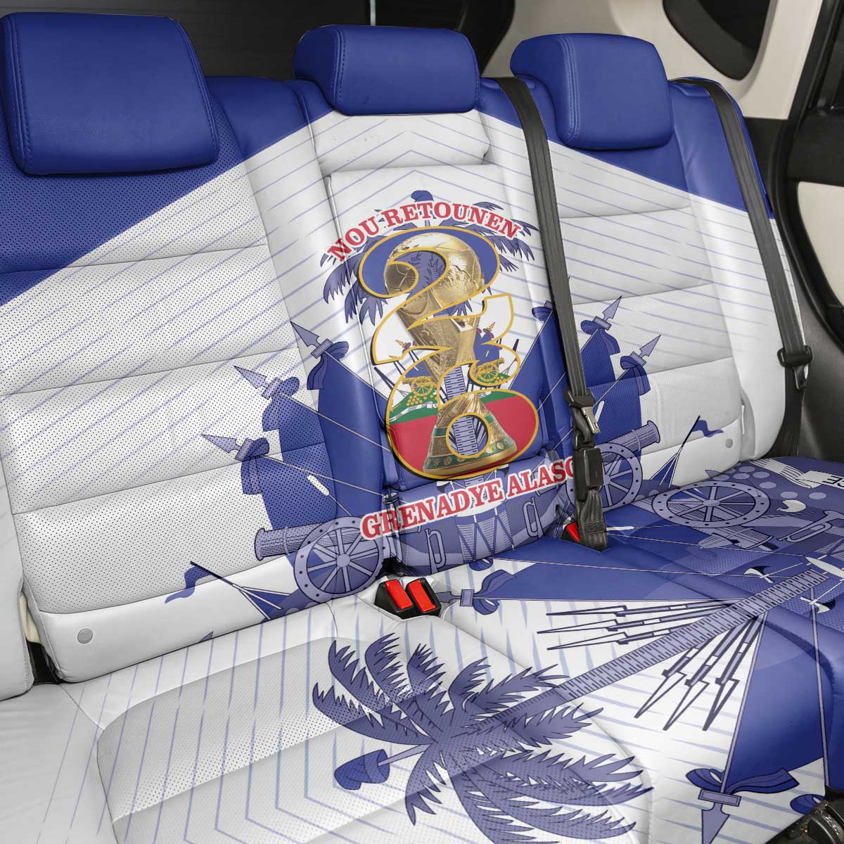 Les Grenadiers Haiti Football Back Car Seat Cover 2026 Nou Retounen White Version - Wonder Print Shop