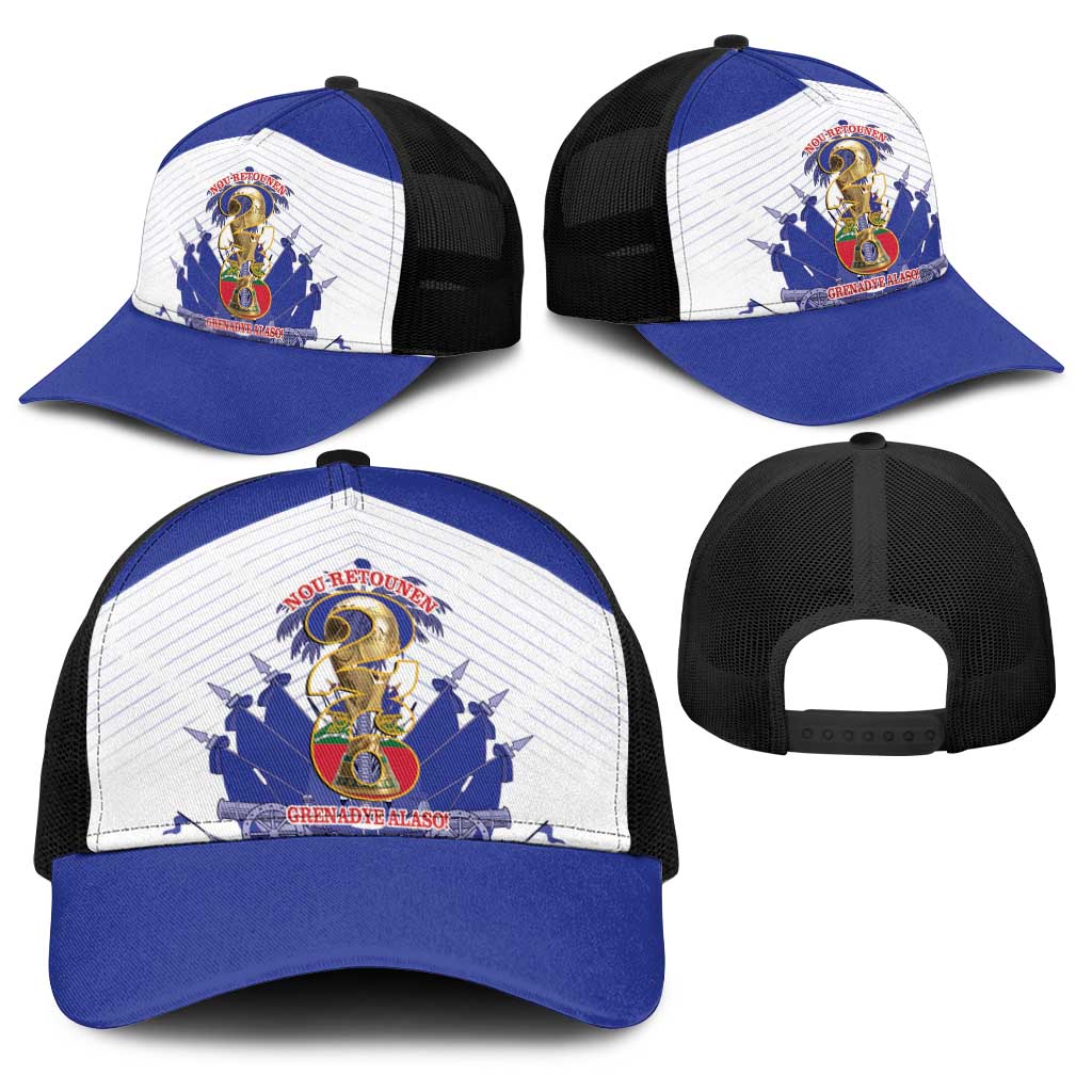 Les Grenadiers Haiti Football Baseball Net Cap 2026 Nou Retounen White Version - Wonder Print Shop