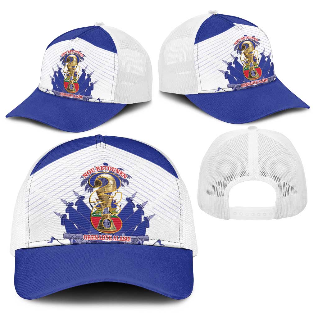 Les Grenadiers Haiti Football Baseball Net Cap 2026 Nou Retounen White Version - Wonder Print Shop