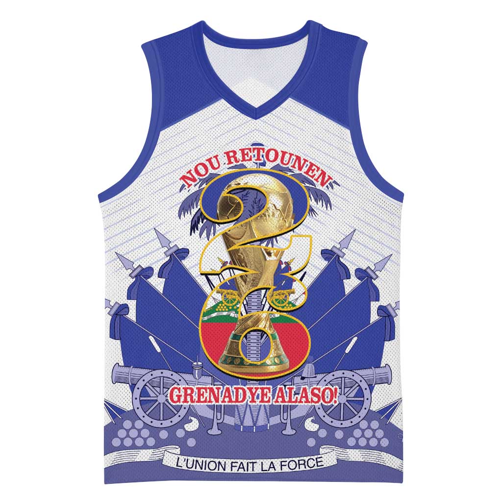 Personalized Les Grenadiers Haiti Football Basketball Jersey 2026 Nou Retounen White Version - Wonder Print Shop