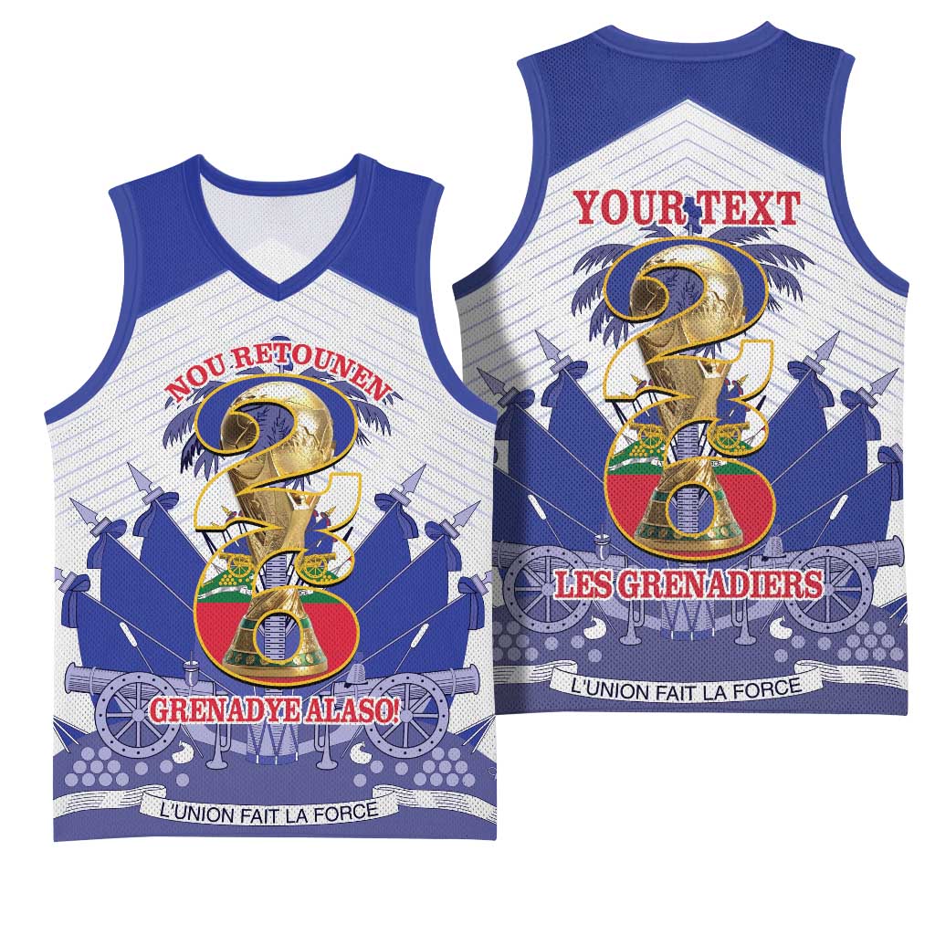 Personalized Les Grenadiers Haiti Football Basketball Jersey 2026 Nou Retounen White Version - Wonder Print Shop