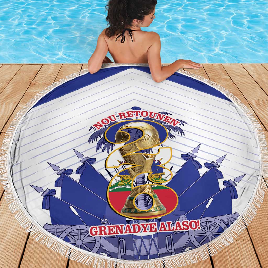 Les Grenadiers Haiti Football Beach Blanket 2026 Nou Retounen White Version - Wonder Print Shop