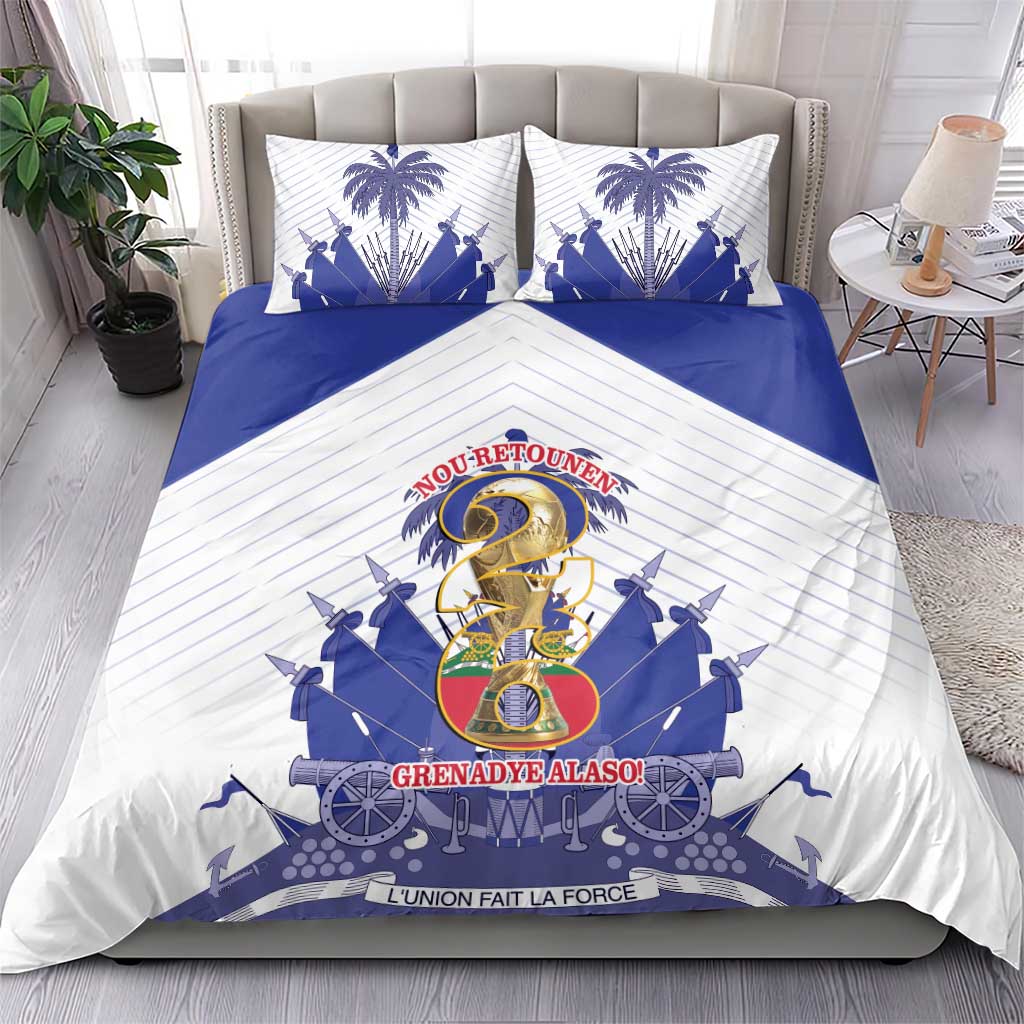 Les Grenadiers Haiti Football Bedding Set 2026 Nou Retounen White Version - Wonder Print Shop