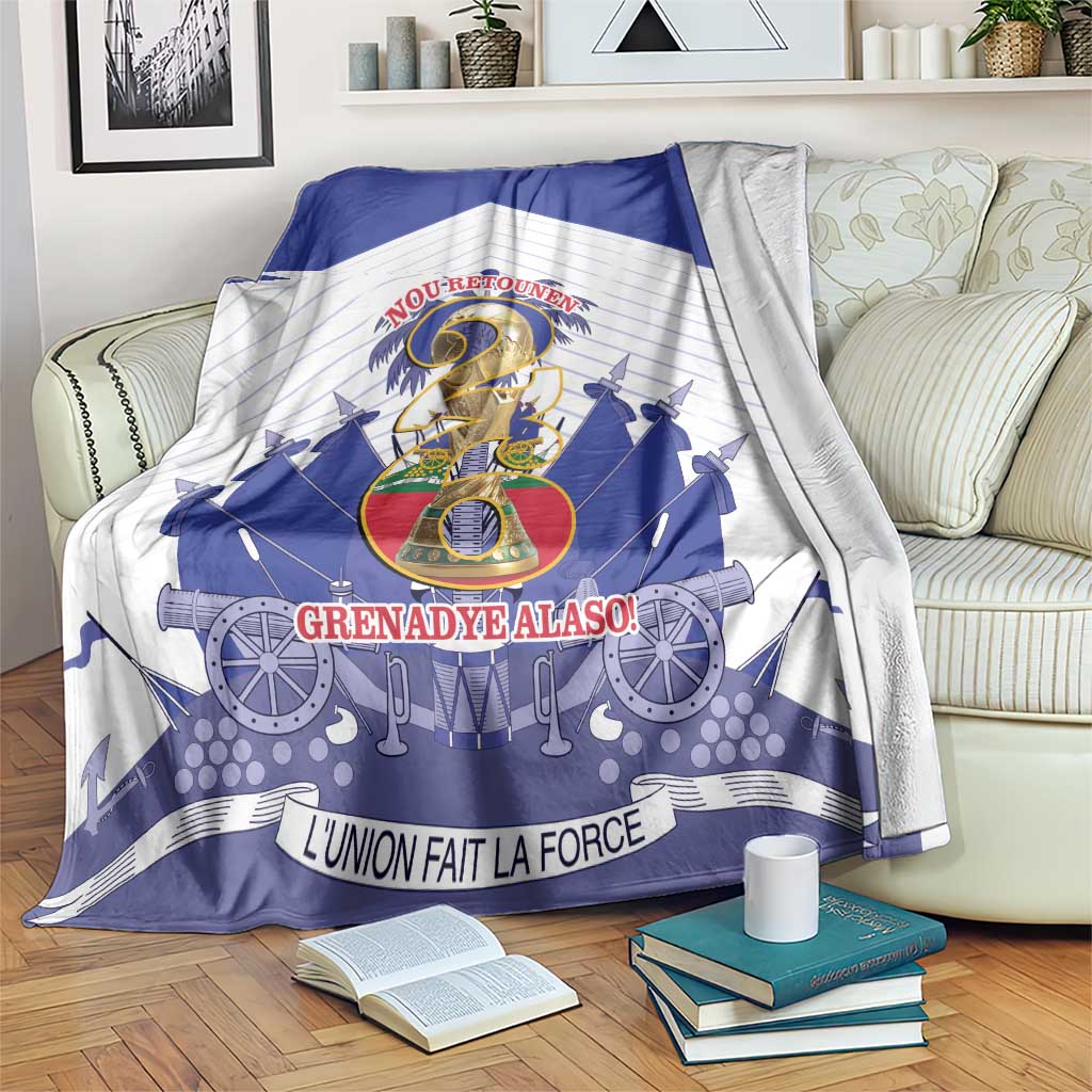 Les Grenadiers Haiti Football Blanket 2026 Nou Retounen White Version - Wonder Print Shop