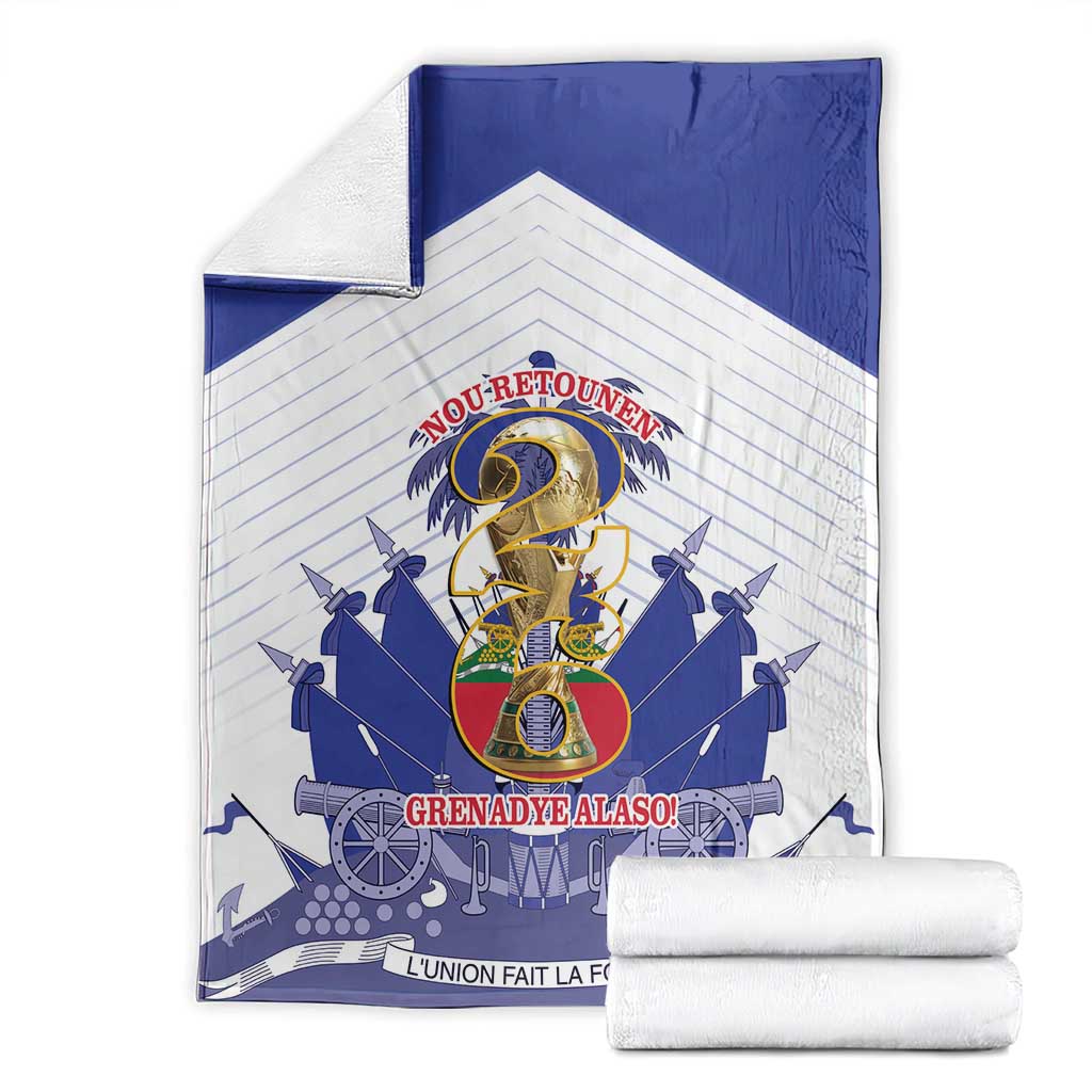 Les Grenadiers Haiti Football Blanket 2026 Nou Retounen White Version - Wonder Print Shop