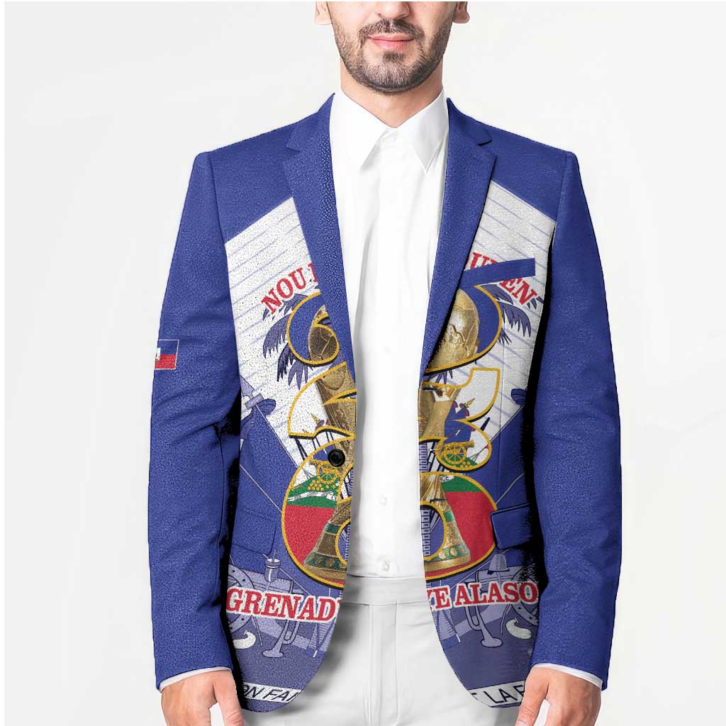 Personalized Les Grenadiers Haiti Football Blazer 2026 Nou Retounen White Version - Wonder Print Shop