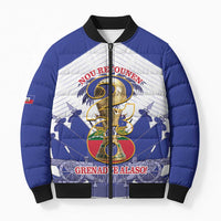 Personalized Les Grenadiers Haiti Football Bomber Puffer Jacket 2026 Nou Retounen White Version - Wonder Print Shop