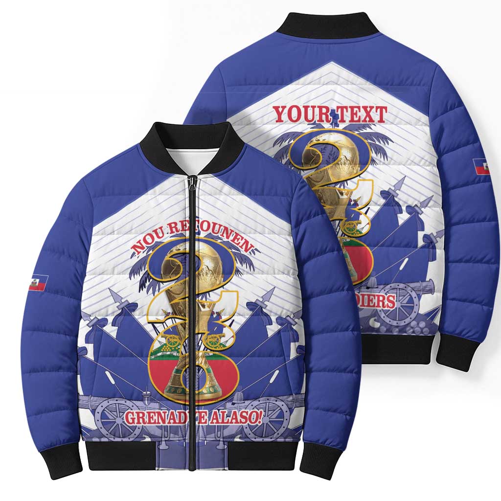 Personalized Les Grenadiers Haiti Football Bomber Puffer Jacket 2026 Nou Retounen White Version - Wonder Print Shop