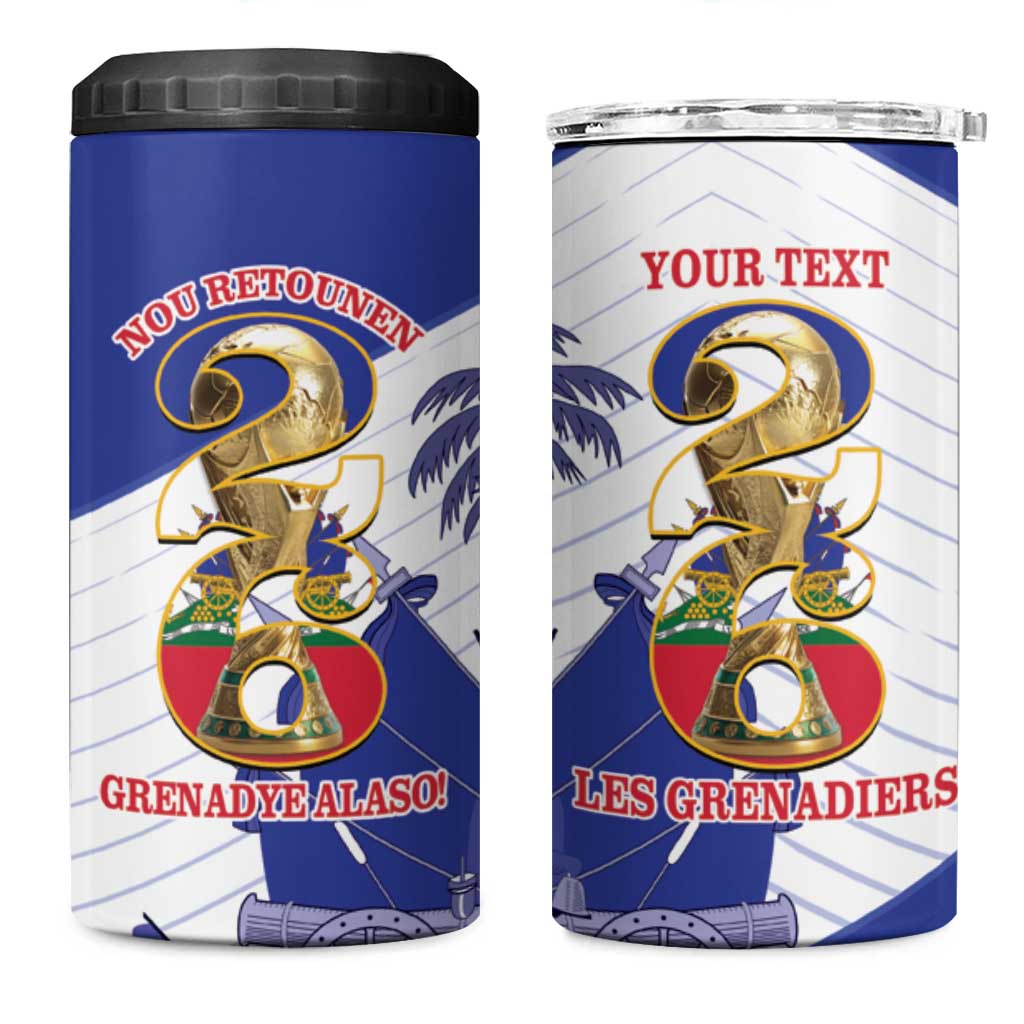 Personalized Les Grenadiers Haiti Football 4 in 1 Can Cooler Tumbler 2026 Nou Retounen White Version - Wonder Print Shop