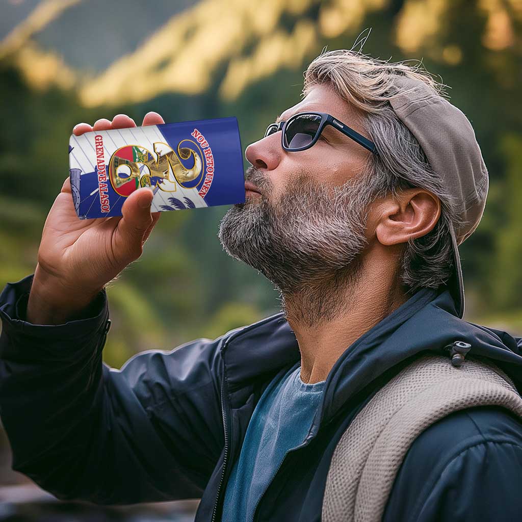 Personalized Les Grenadiers Haiti Football 4 in 1 Can Cooler Tumbler 2026 Nou Retounen White Version - Wonder Print Shop