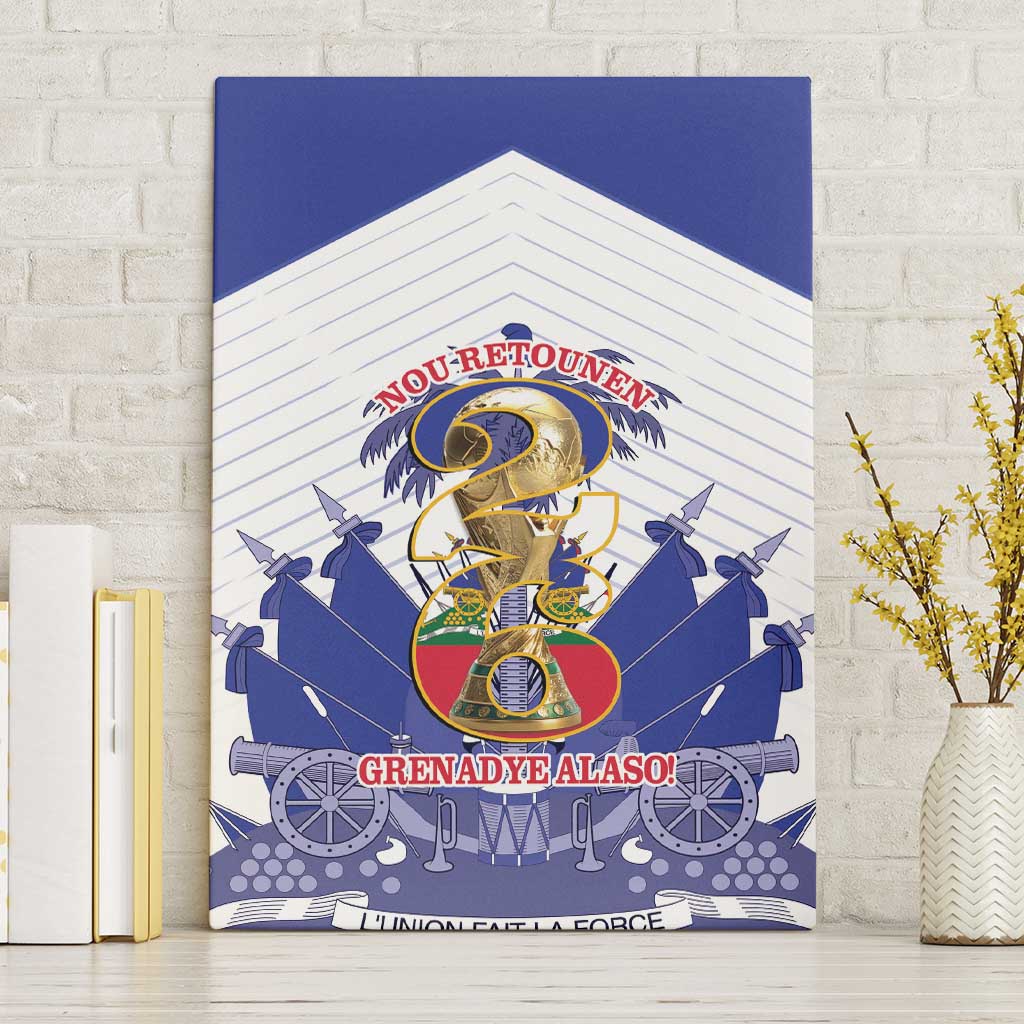 Les Grenadiers Haiti Football Canvas Wall Art 2026 Nou Retounen White Version - Wonder Print Shop
