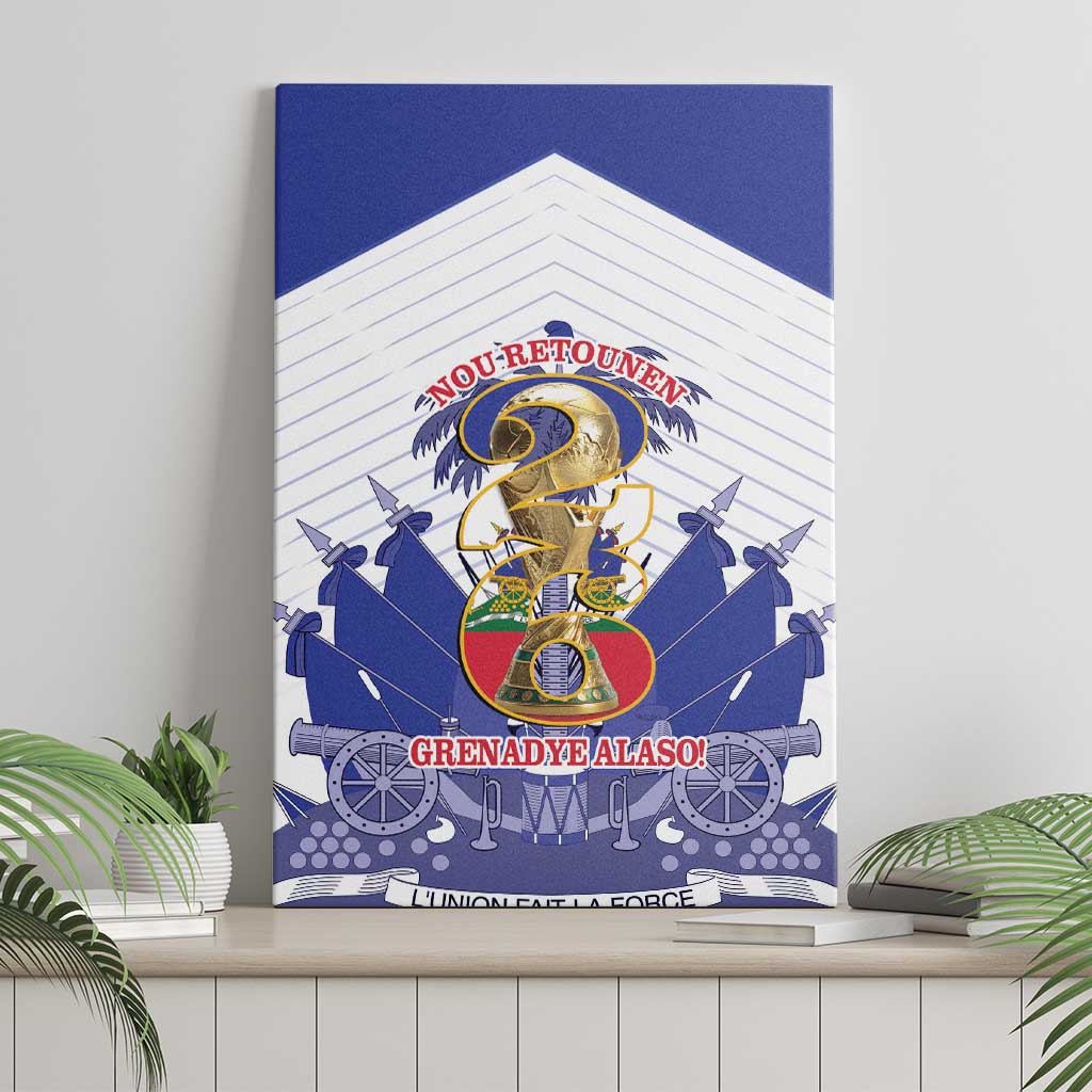 Les Grenadiers Haiti Football Canvas Wall Art 2026 Nou Retounen White Version - Wonder Print Shop