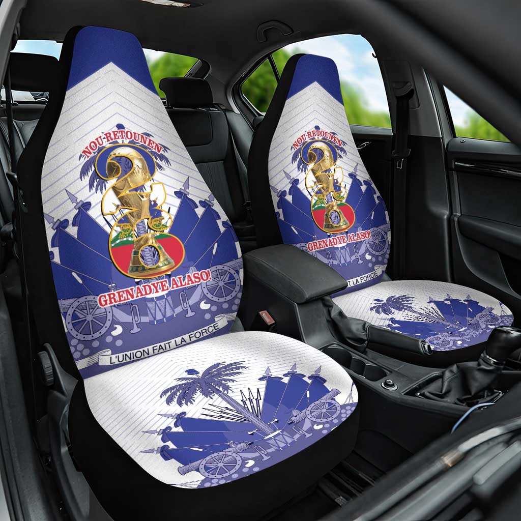 Les Grenadiers Haiti Football Car Seat Cover 2026 Nou Retounen White Version - Wonder Print Shop