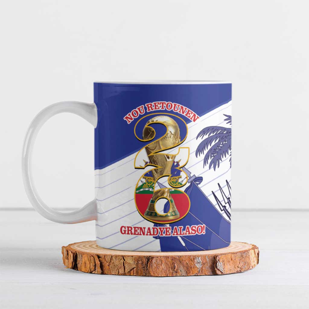 Personalized Les Grenadiers Haiti Football Ceramic Mug 2026 Nou Retounen White Version - Wonder Print Shop