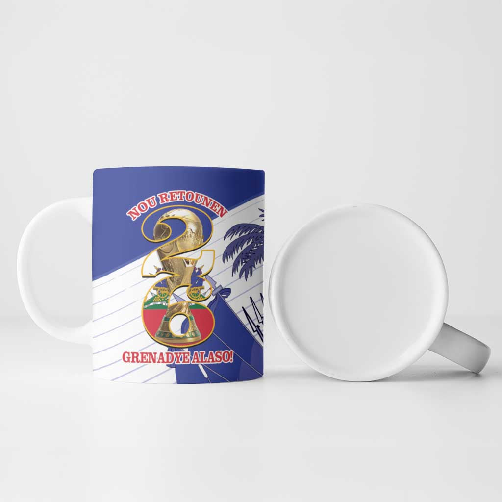 Personalized Les Grenadiers Haiti Football Ceramic Mug 2026 Nou Retounen White Version - Wonder Print Shop