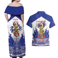 Personalized Les Grenadiers Haiti Football Couples Matching Off Shoulder Maxi Dress and Hawaiian Shirt 2026 Nou Retounen White Version - Wonder Print Shop