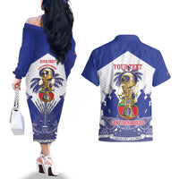 Personalized Les Grenadiers Haiti Football Couples Matching Off The Shoulder Long Sleeve Dress and Hawaiian Shirt 2026 Nou Retounen White Version - Wonder Print Shop