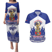 Personalized Les Grenadiers Haiti Football Couples Matching Puletasi and Hawaiian Shirt 2026 Nou Retounen White Version - Wonder Print Shop