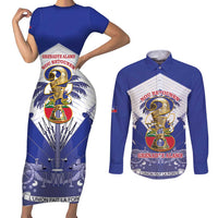 Personalized Les Grenadiers Haiti Football Couples Matching Short Sleeve Bodycon Dress and Long Sleeve Button Shirt 2026 Nou Retounen White Version - Wonder Print Shop