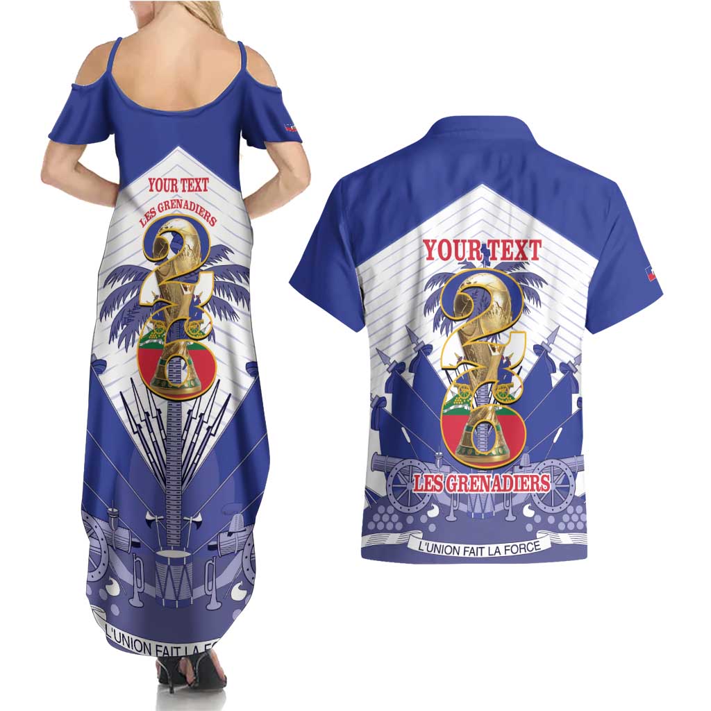 Personalized Les Grenadiers Haiti Football Couples Matching Summer Maxi Dress and Hawaiian Shirt 2026 Nou Retounen White Version - Wonder Print Shop