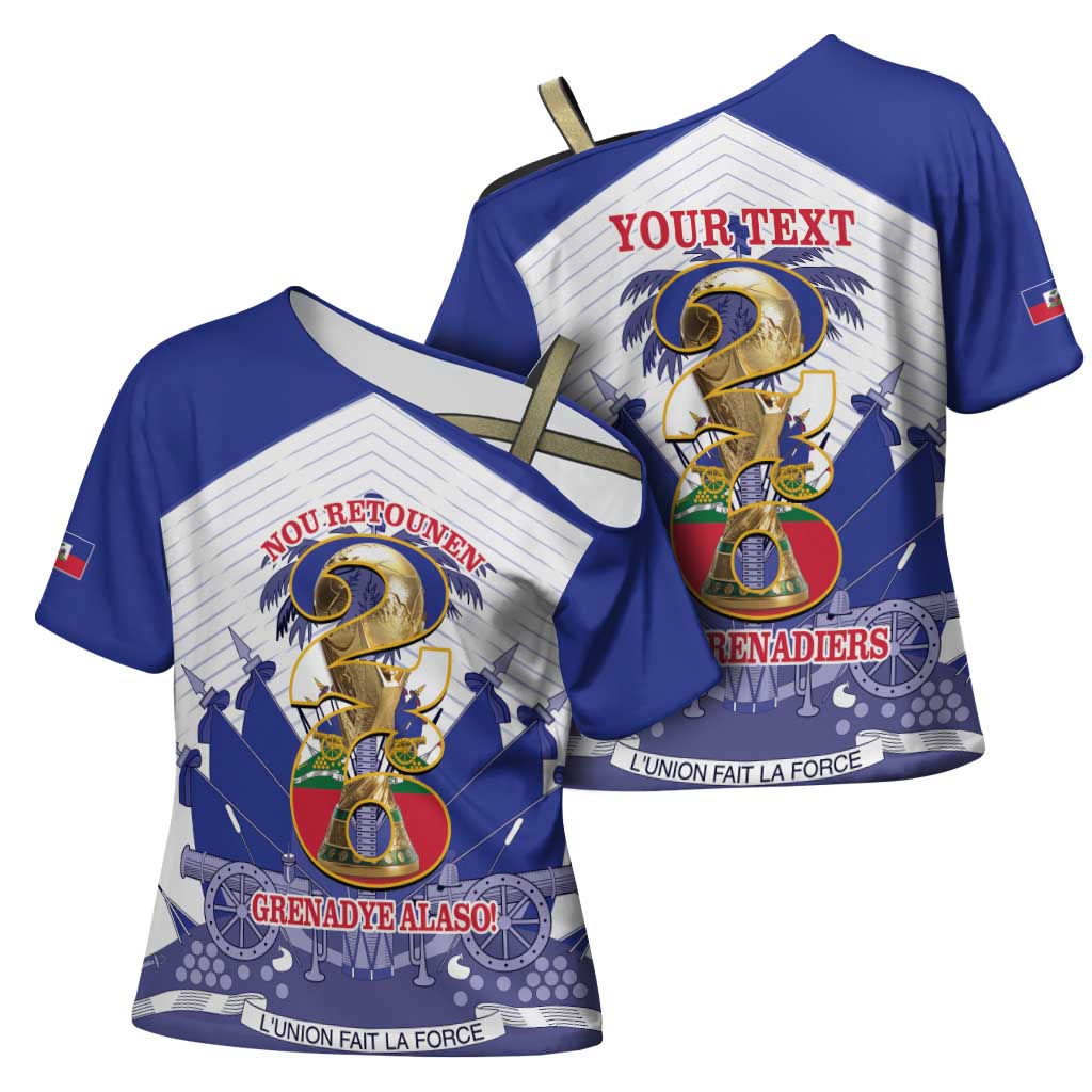 Personalized Les Grenadiers Haiti Football Cross Shoulder Shirt 2026 Nou Retounen White Version - Wonder Print Shop