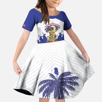 Personalized Les Grenadiers Haiti Football Family Matching Long Sleeve Bodycon Dress and Hawaiian Shirt 2026 Nou Retounen White Version - Wonder Print Shop