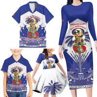 Personalized Les Grenadiers Haiti Football Family Matching Long Sleeve Bodycon Dress and Hawaiian Shirt 2026 Nou Retounen White Version - Wonder Print Shop