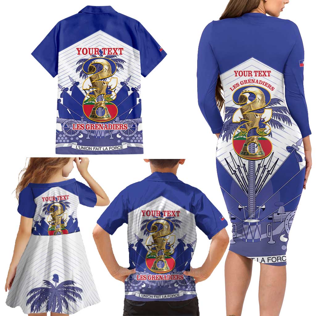 Personalized Les Grenadiers Haiti Football Family Matching Long Sleeve Bodycon Dress and Hawaiian Shirt 2026 Nou Retounen White Version - Wonder Print Shop