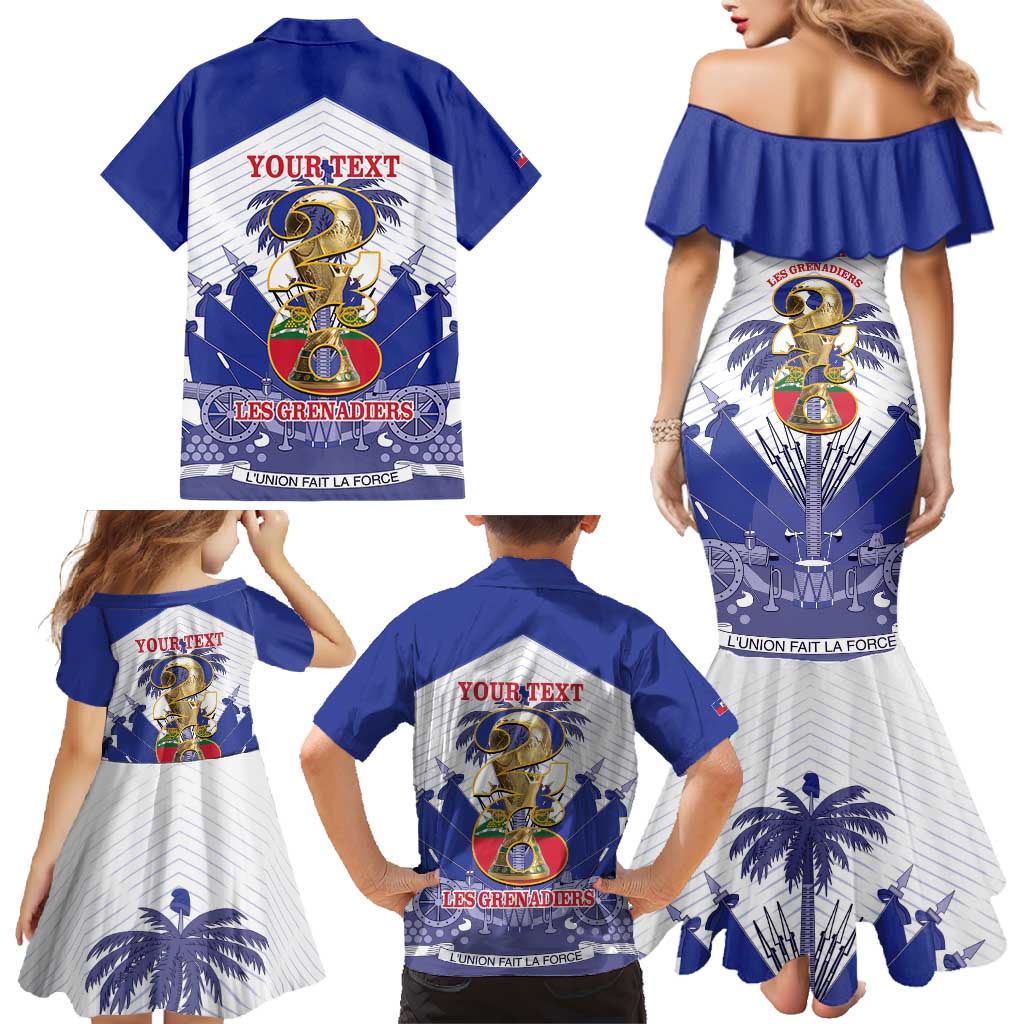 Personalized Les Grenadiers Haiti Football Family Matching Mermaid Dress and Hawaiian Shirt 2026 Nou Retounen White Version - Wonder Print Shop