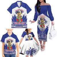 Personalized Les Grenadiers Haiti Football Family Matching Off The Shoulder Long Sleeve Dress and Hawaiian Shirt 2026 Nou Retounen White Version - Wonder Print Shop