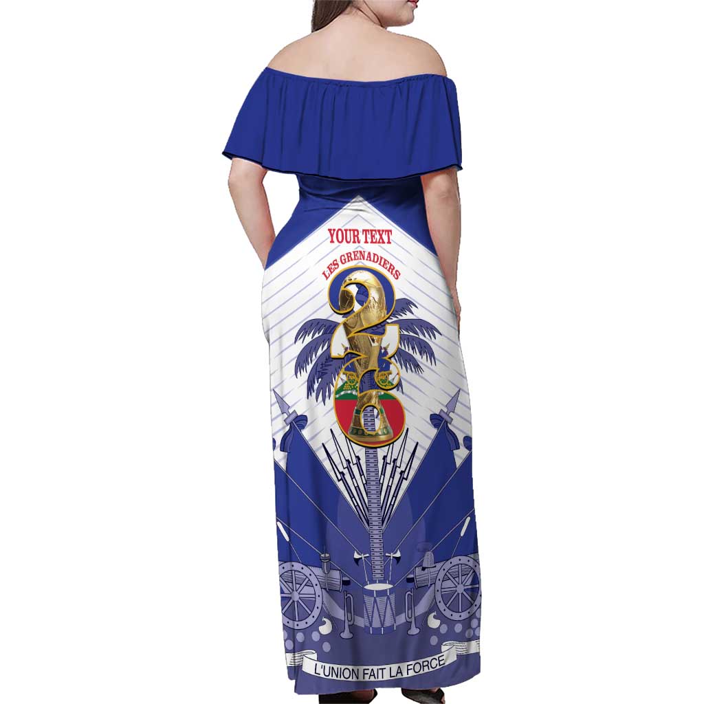 Personalized Les Grenadiers Haiti Football Family Matching Off Shoulder Maxi Dress and Hawaiian Shirt 2026 Nou Retounen White Version - Wonder Print Shop