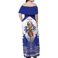 Personalized Les Grenadiers Haiti Football Family Matching Off Shoulder Maxi Dress and Hawaiian Shirt 2026 Nou Retounen White Version - Wonder Print Shop