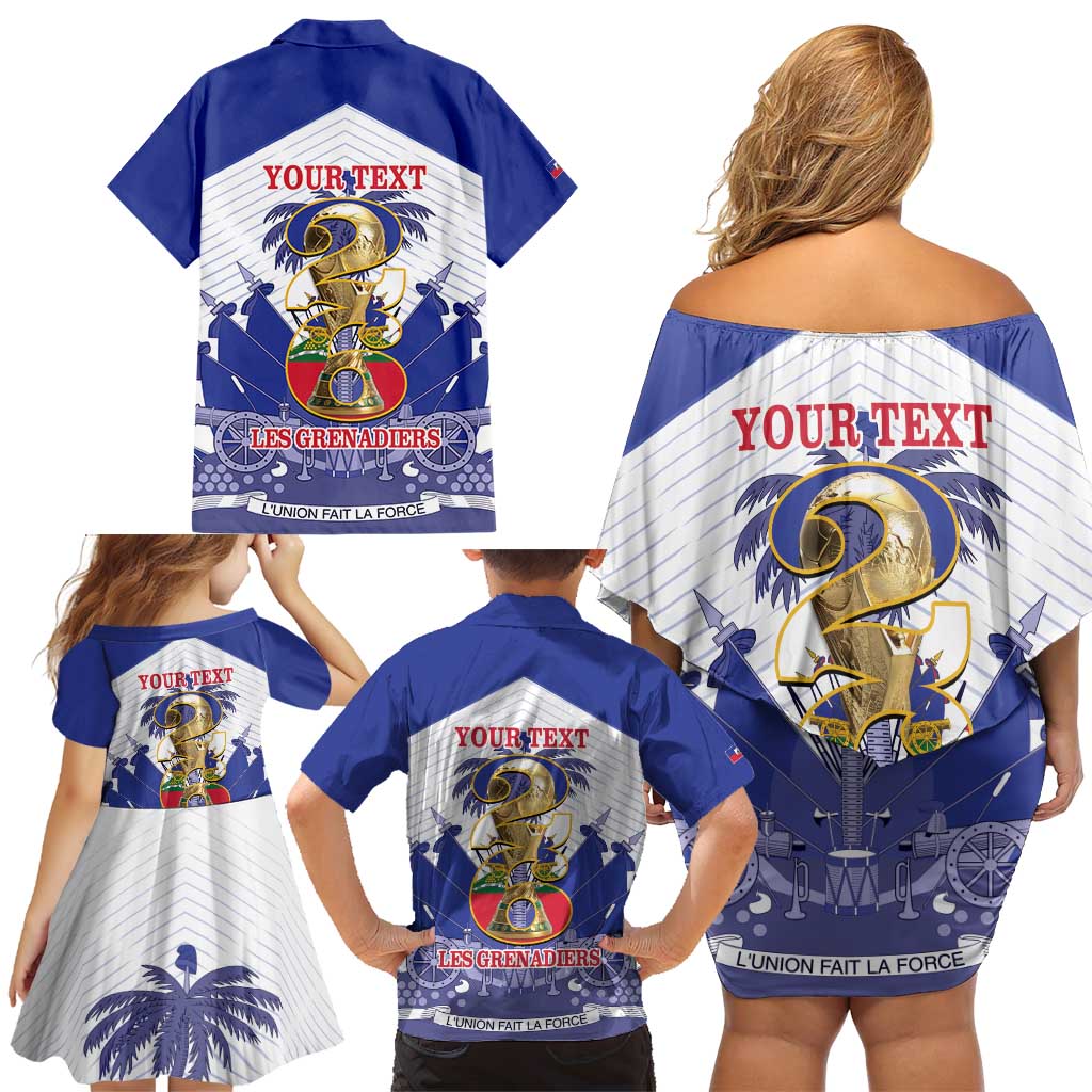Personalized Les Grenadiers Haiti Football Family Matching Off Shoulder Short Dress and Hawaiian Shirt 2026 Nou Retounen White Version - Wonder Print Shop