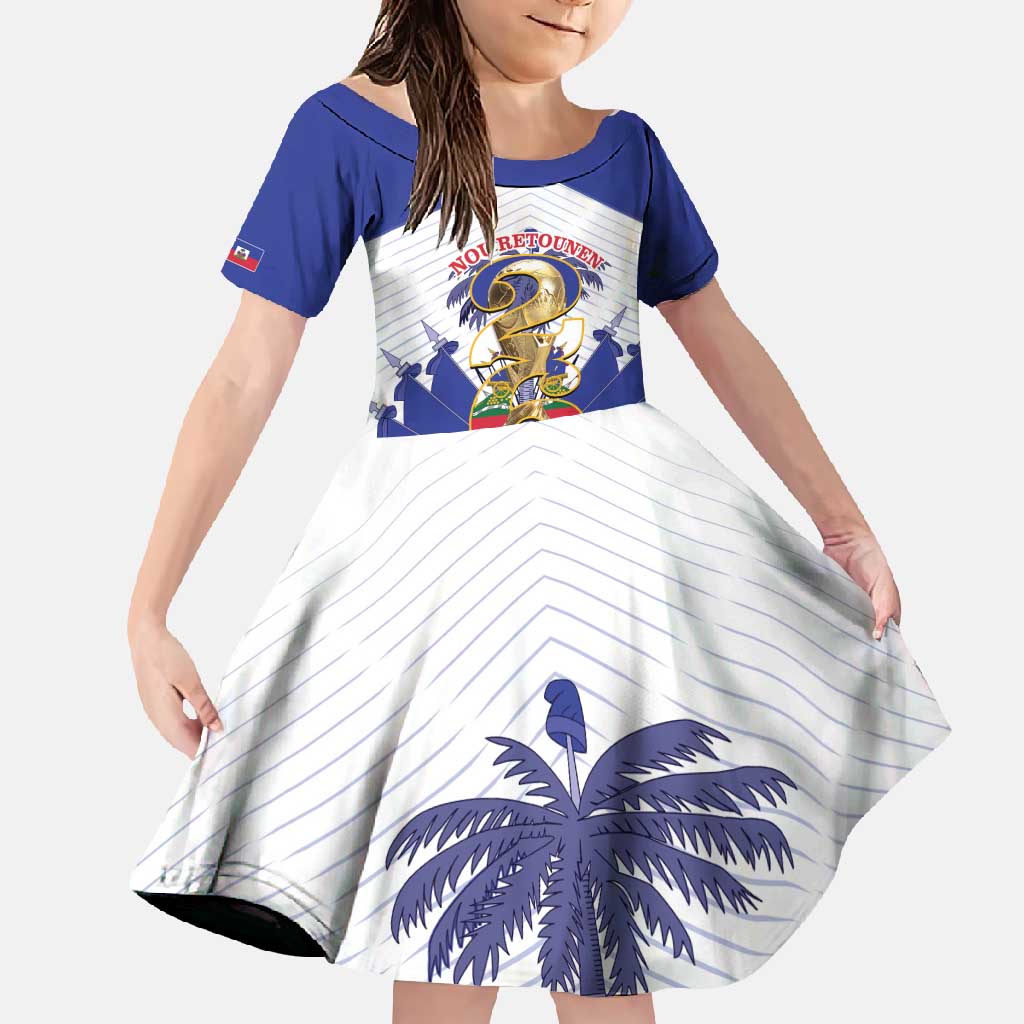 Personalized Les Grenadiers Haiti Football Family Matching Short Sleeve Bodycon Dress and Hawaiian Shirt 2026 Nou Retounen White Version - Wonder Print Shop