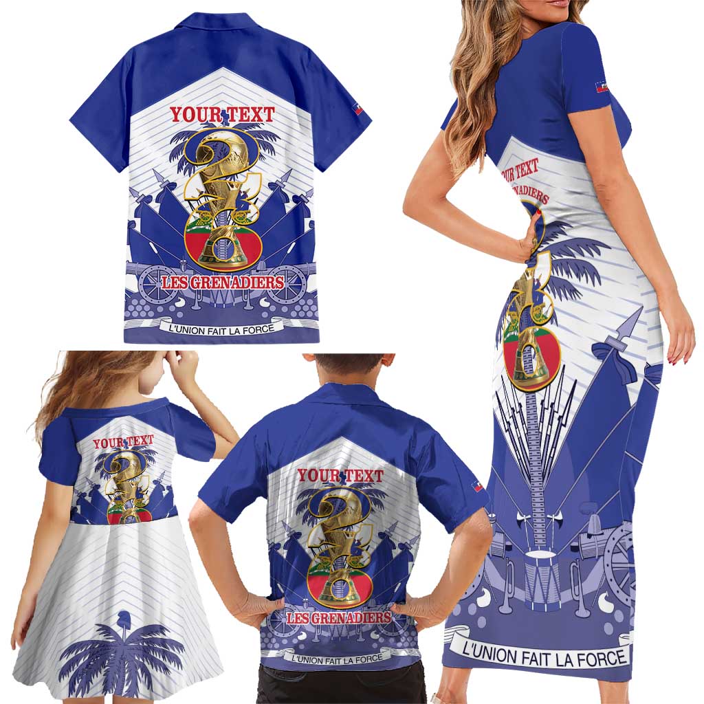 Personalized Les Grenadiers Haiti Football Family Matching Short Sleeve Bodycon Dress and Hawaiian Shirt 2026 Nou Retounen White Version - Wonder Print Shop