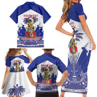Personalized Les Grenadiers Haiti Football Family Matching Short Sleeve Bodycon Dress and Hawaiian Shirt 2026 Nou Retounen White Version - Wonder Print Shop
