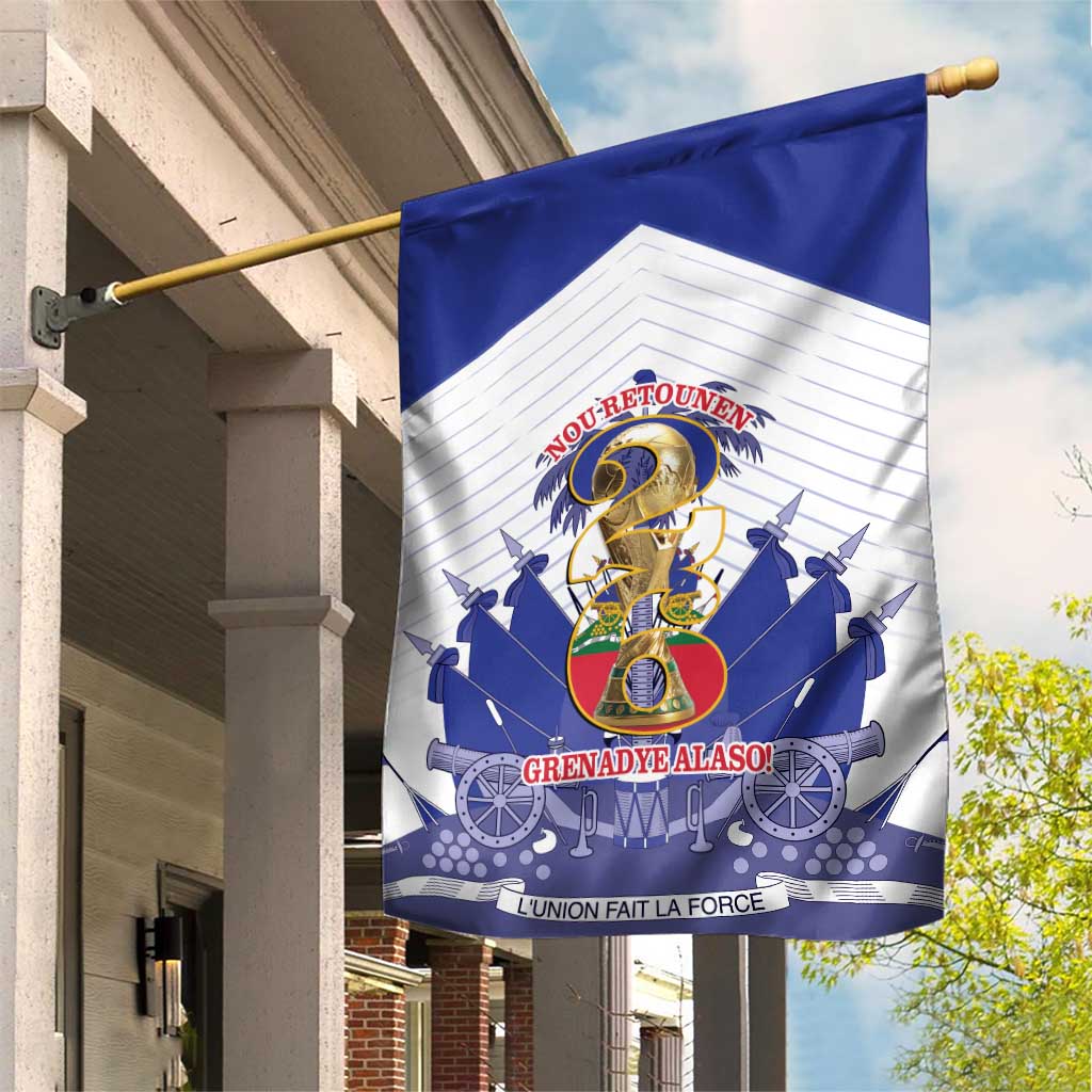 Les Grenadiers Haiti Football Garden Flag 2026 Nou Retounen White Version - Wonder Print Shop