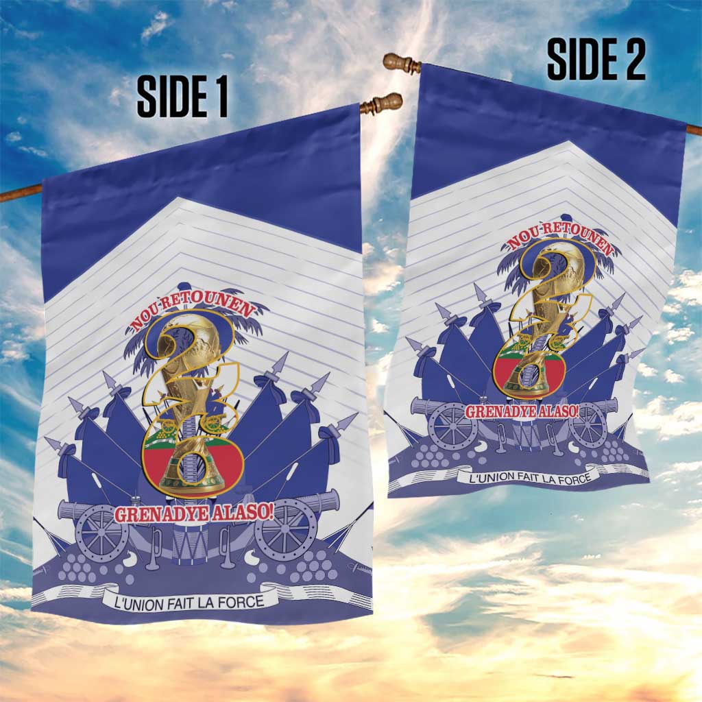 Les Grenadiers Haiti Football Garden Flag 2026 Nou Retounen White Version - Wonder Print Shop